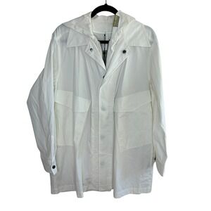 WE-AR4 White Hooded Rain Jacket Field Coat NWT $540 Sustainable Luxury M
